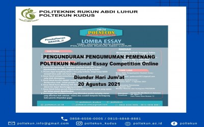 Pengunduran Jadwal Pengumuman Pemenang POLTEKUN National Essay Competition Online